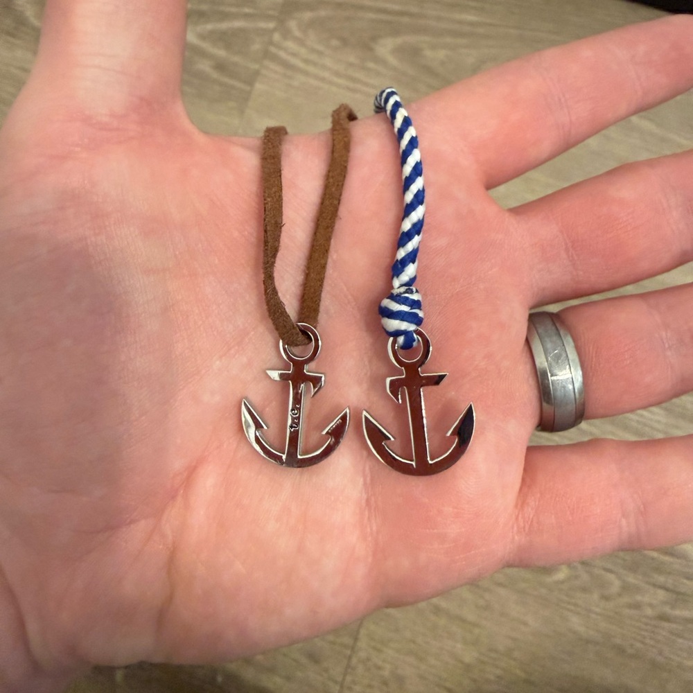 Anchor Charm Bracelet Set - Blue & Brown